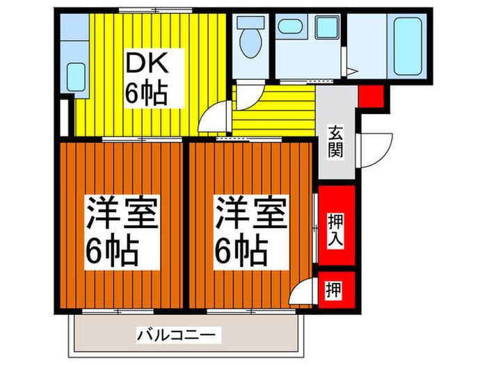 ハイツノワール(2DK/2階)の間取り写真