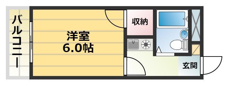 グランシュマン(1K/6階)の間取り写真