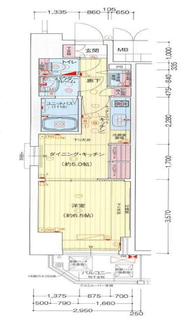 プレサンス江戸堀(1DK/9階)の間取り写真