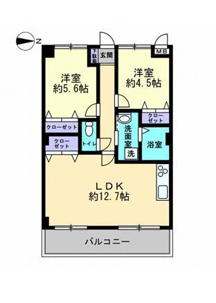 フィネス多賀(2LDK/2階)の間取り写真