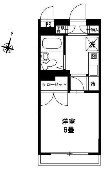セザール東大和(1K/3階)の間取り写真