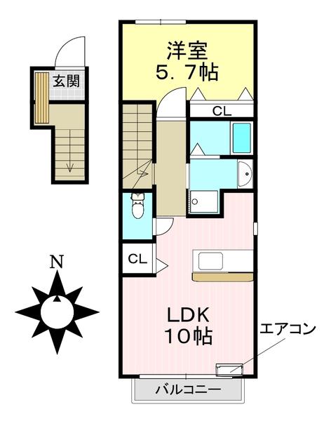 ブルーム住吉(1LDK/2階)の間取り写真