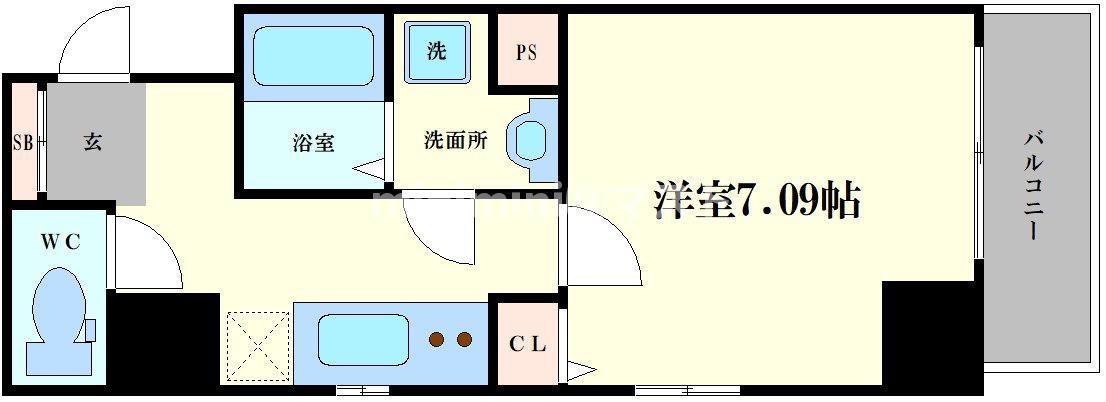 ALZA西本町(1K/5階)の間取り写真