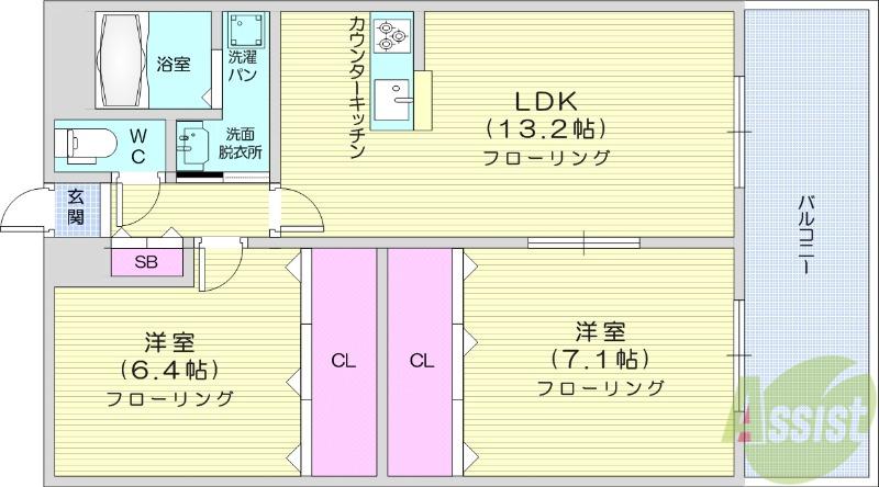 スワローガーデン(2LDK/1階)の間取り写真
