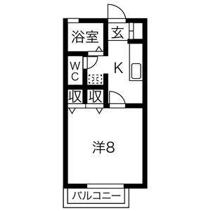 サンハイツ西仙北B棟(1K/1階)の間取り写真