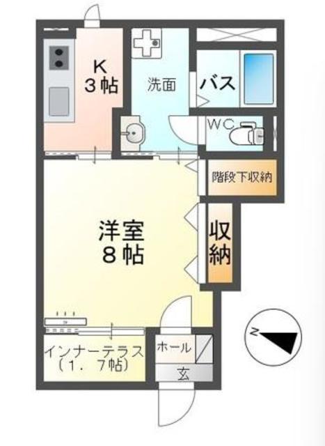 グランコートM・H(1K/1階)の間取り写真