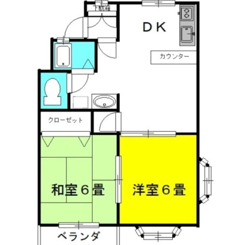 ラッキースタッグ・JR. PT.II(2DK/1階)の間取り写真