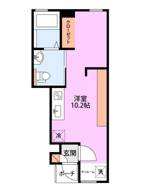 ラ・ランド B(ワンルーム/1階)の間取り写真