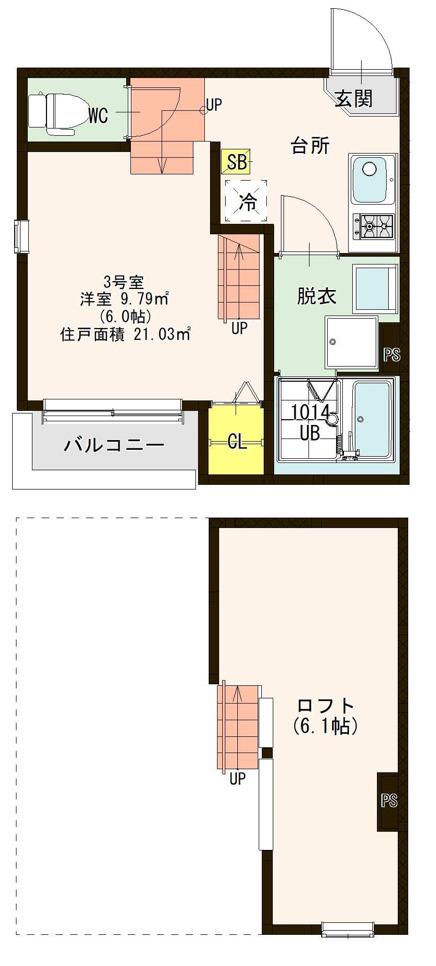 ハーモニーテラス柳田町(ワンルーム/1階)の間取り写真