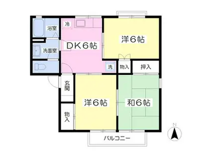 アトリエ参番館(3DK/2階)の間取り写真