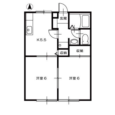 メゾンプリュム(2K/1階)の間取り写真