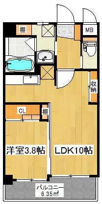 プルーム真鶴(1LDK/9階)の間取り写真