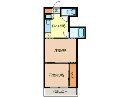 シャングリラ高松(2DK/4階)の間取り写真