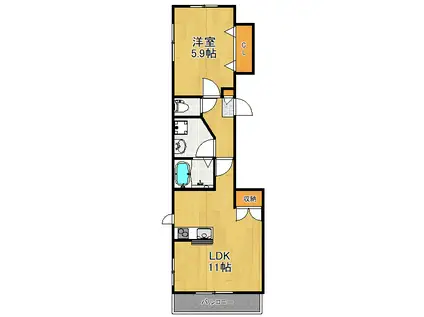 MAISON DE MUGUET(1LDK/2階)の間取り写真