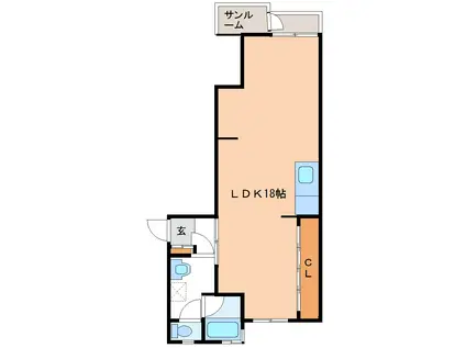 コーポ赤田(ワンルーム/3階)の間取り写真