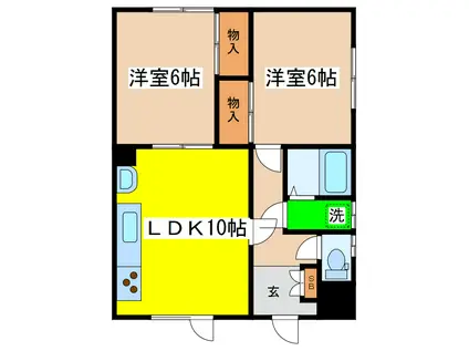 パークハイツKUNI(2LDK/1階)の間取り写真