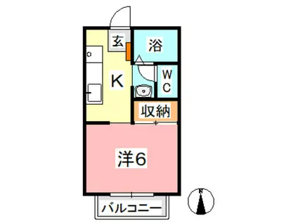 ベアーズ中庄(1K/2階)の間取り写真