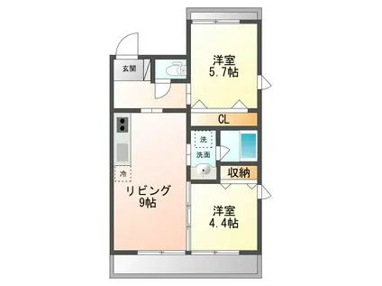 C-CORE東広島(2LDK/5階)の間取り写真