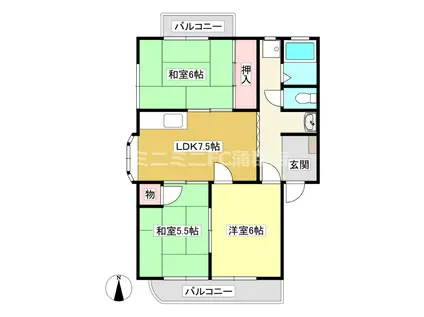 メゾン永島(3DK/3階)の間取り写真