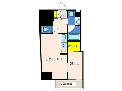 パークアクシス横濱関内SQUARE(1LDK/14階)の間取り写真