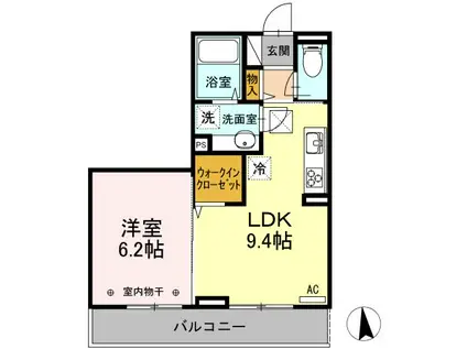 サブリナガーデン米沢城南(1LDK/1階)の間取り写真