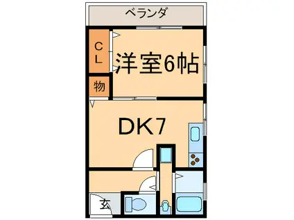 名谷マンション(1DK/3階)の間取り写真