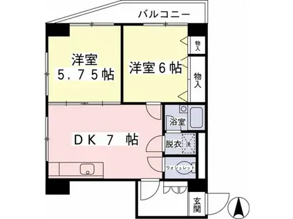 京王目黒マンション(2DK/2階)の間取り写真