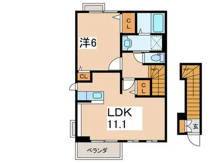 プリムヴェール湘南(1LDK/2階)の間取り写真