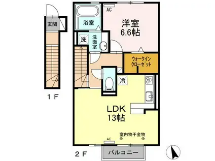 ドミール SHIMIZU(1LDK/2階)の間取り写真
