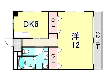 第ニ睦荘(1DK/3階)の間取り写真