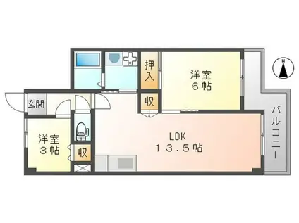 メイゾン神崎(2LDK/4階)の間取り写真