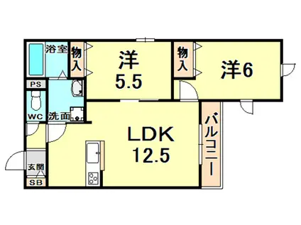 アンティーム桜(2LDK/3階)の間取り写真
