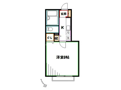 M・GRANDE住居(1K/1階)の間取り写真