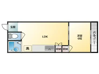ロイヤルコート天美東(1LDK/2階)の間取り写真