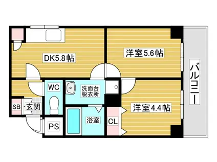 メゾン千舟(2DK/2階)の間取り写真