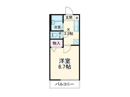 シオンハイツII(1K/1階)の間取り写真