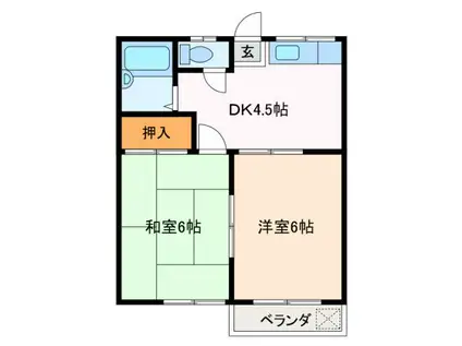 コーポYOU パートI(2DK/2階)の間取り写真