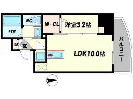 セレニテ堺筋本町プリエ(1LDK/2階)の間取り写真