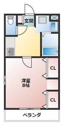 ハートフルOKA(1DK/1階)の間取り写真