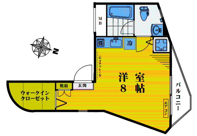 コモド・桜山(ワンルーム/3階)の間取り写真