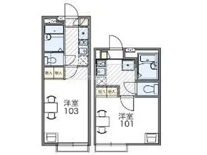 レオパレスPURE ASAHI(1K/1階)の間取り写真