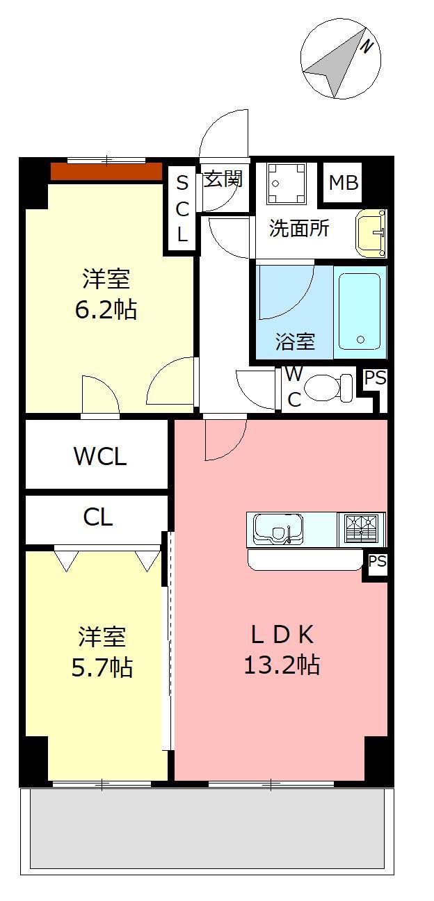 アスールビエント(2LDK/5階)の間取り写真