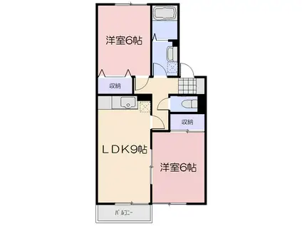 クリエFUJIWARA(2LDK/2階)の間取り写真