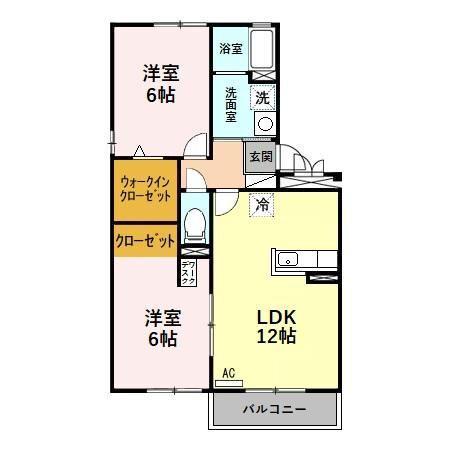 ルミエールA(2LDK/2階)の間取り写真