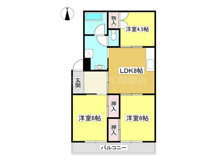 ハイツシンコー(3LDK/2階)の間取り写真