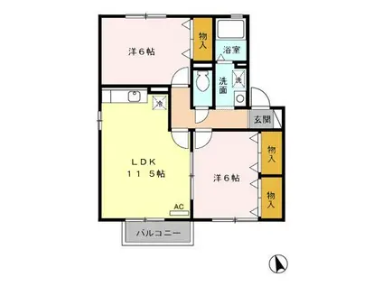 セジュール薮田B(2LDK/2階)の間取り写真