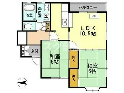 コーポユタカ(2LDK/1階)の間取り写真