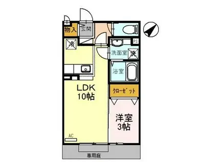 リジエールC(1LDK/1階)の間取り写真