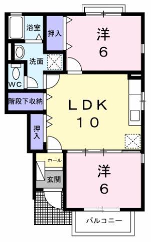 ヴィラ・ファミール B棟(2LDK/1階)の間取り写真