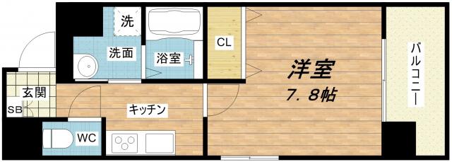 サムティ上町台龍造寺(1K/8階)の間取り写真